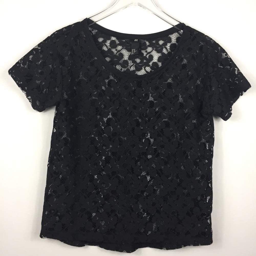 H&M black lace top